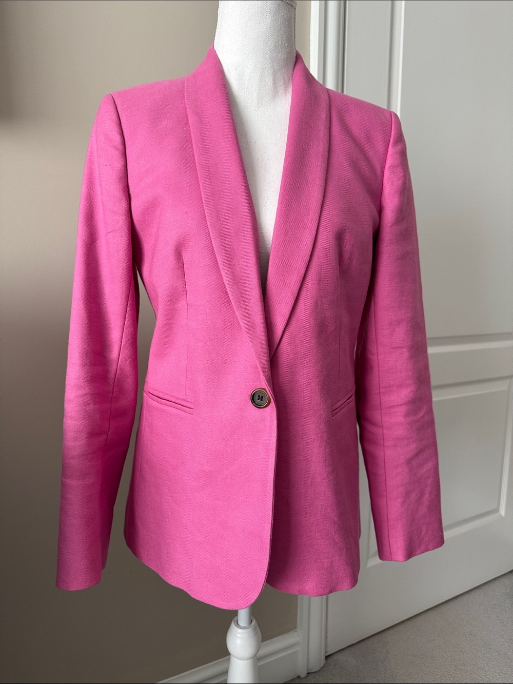 J. Crew Bright Pink Single-Button Shawl-Collar Blazer